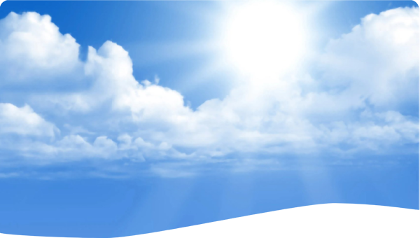 Image of a blue sky with some clouds and the light of the sun