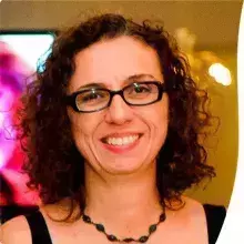 woman, middle age, white, brown curly hair